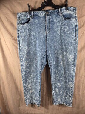 Project Blue Women's Blue Acid Rain Straight Leg Western Grunge Jeans Size 22 W